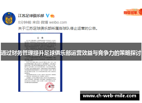 通过财务管理提升足球俱乐部运营效益与竞争力的策略探讨 通过财务管理提升足球俱乐部运营效益与竞争力的策略探讨
